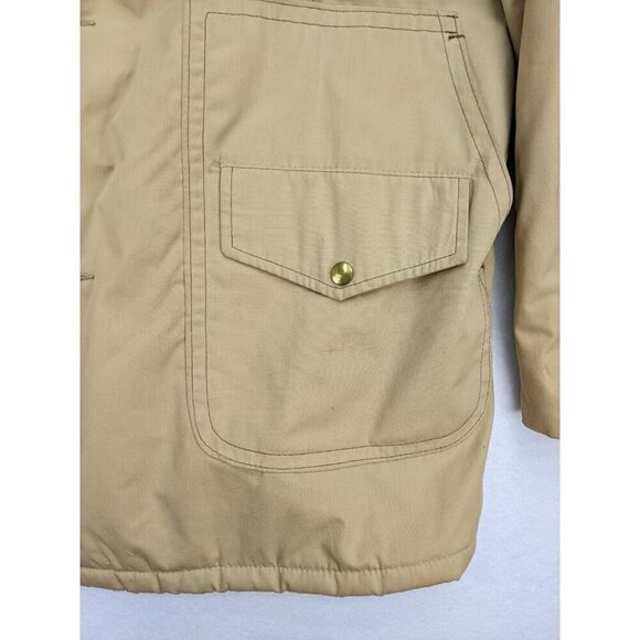 Vintage 70s Men's Coat Montgomery Ward Size 46L Beige Brown Faux Fur Lined - Picture 10 of 16